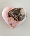 Pink Aragonite carved heart