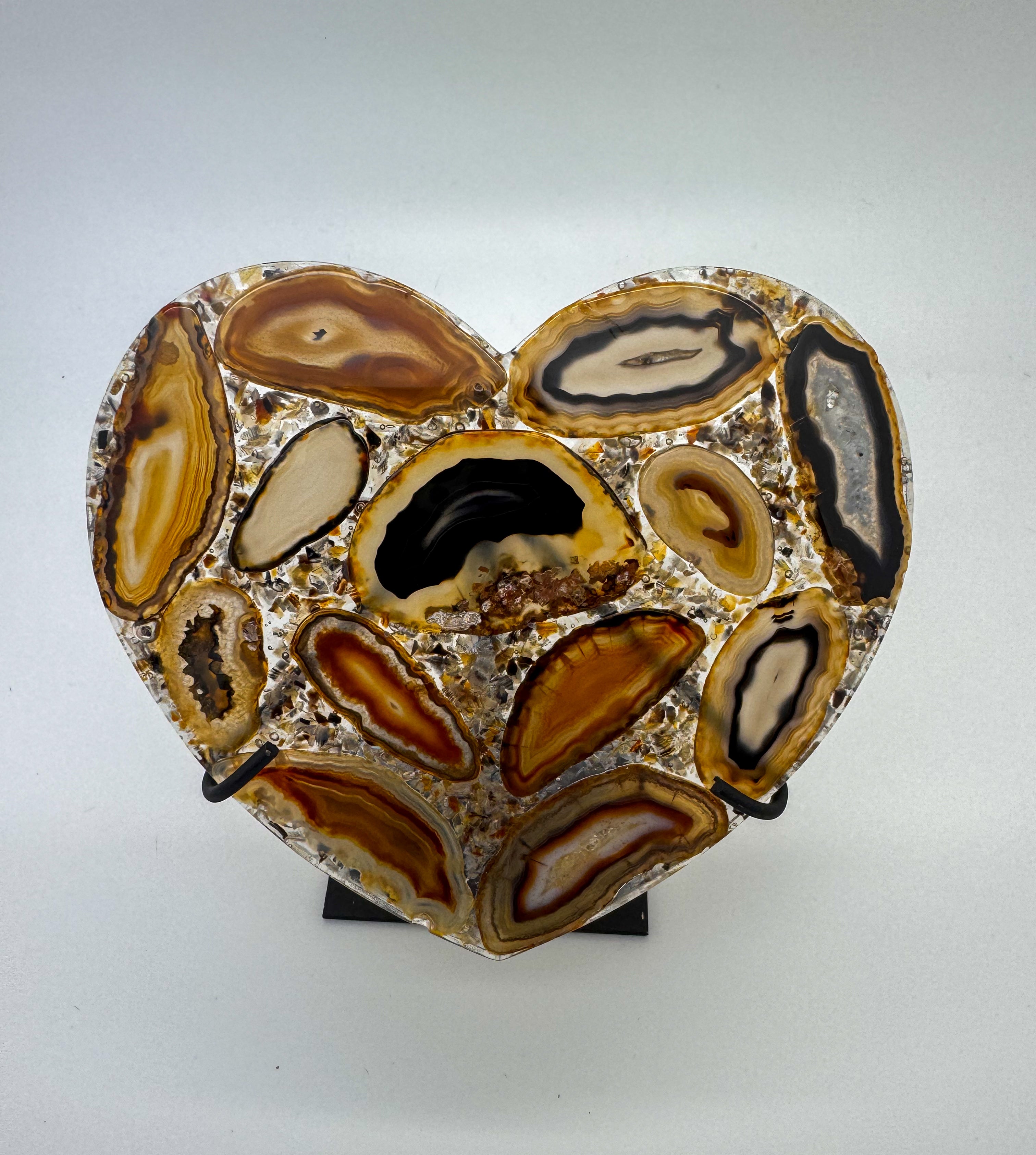 Agate and Resin Heart on stand