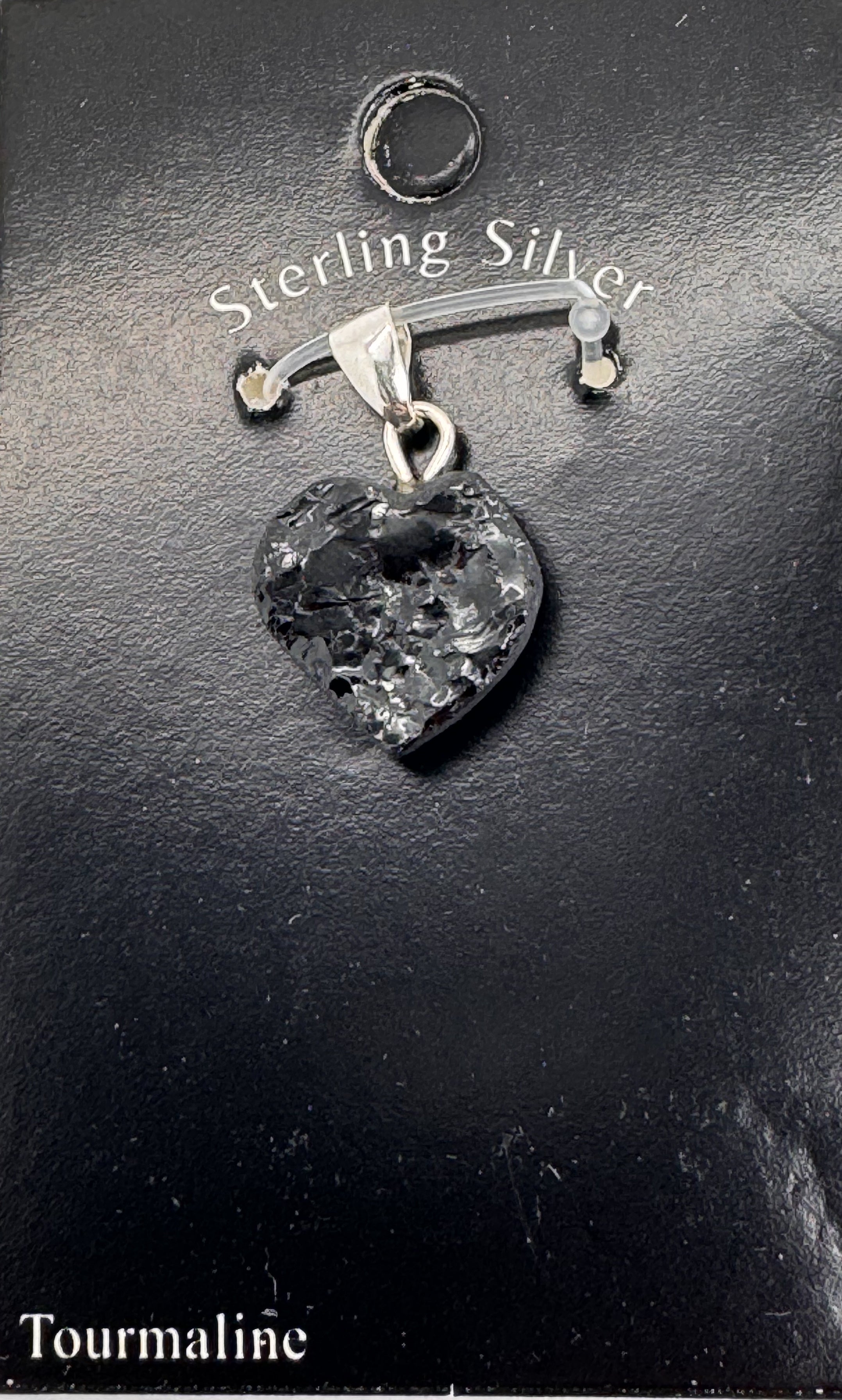 Black Tourmaline Heart Pendant - Sterling Silver
