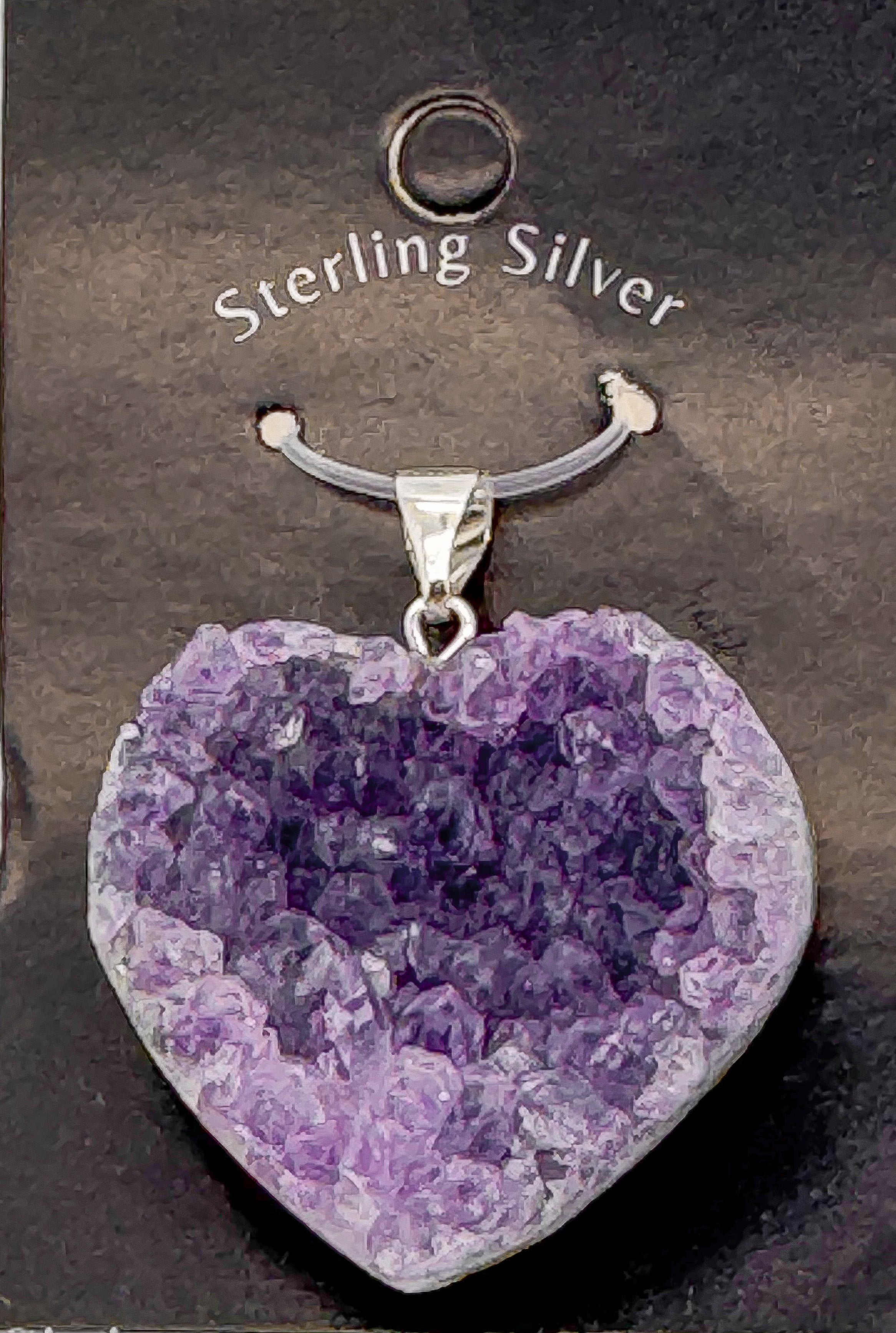 Amethyst Druze Heart Pendant - Sterling Silver